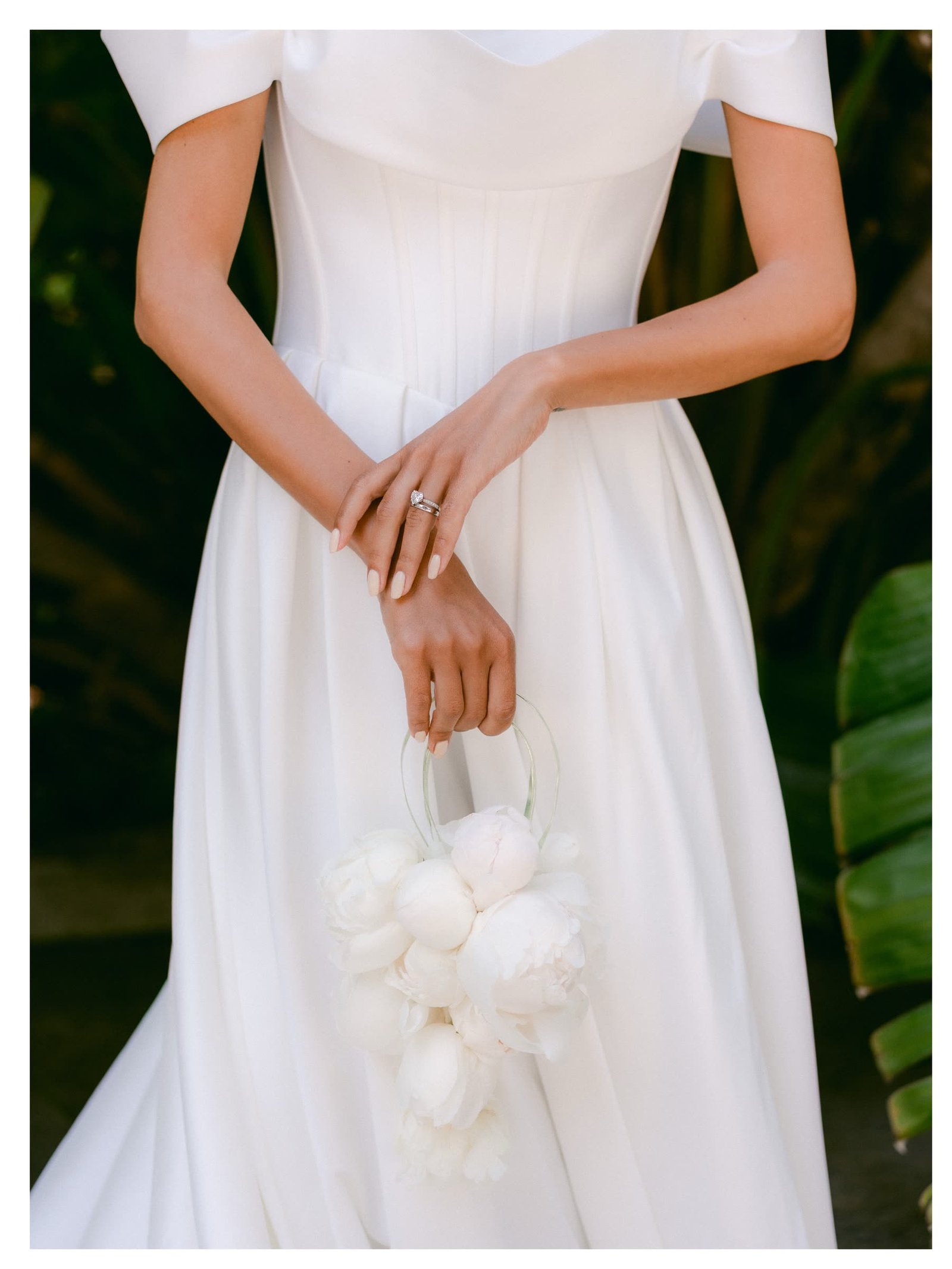 Bridal bouquet of white peonies, Villa Zagara