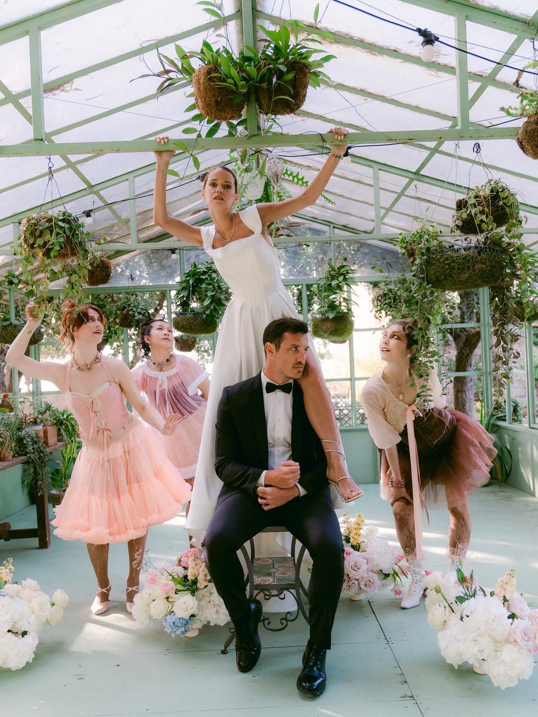 A creative portrait inside Villa Zagara's glasshouse