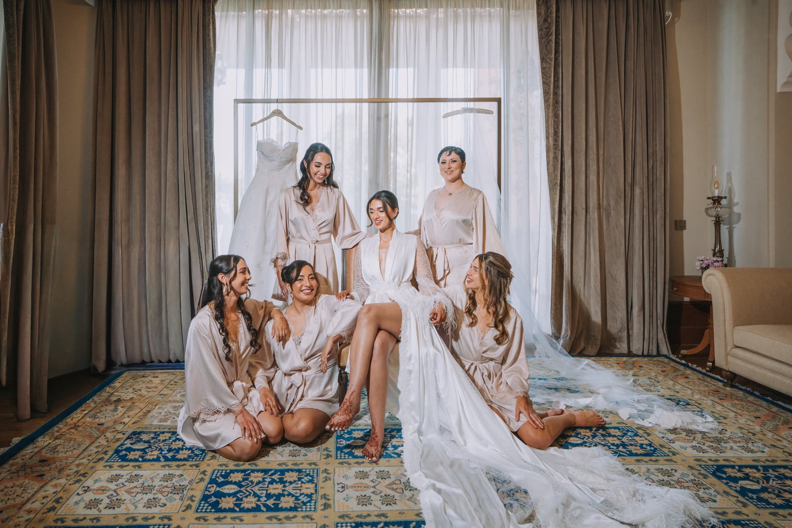 Henna and her bridesmaids getting ready in Marrakech