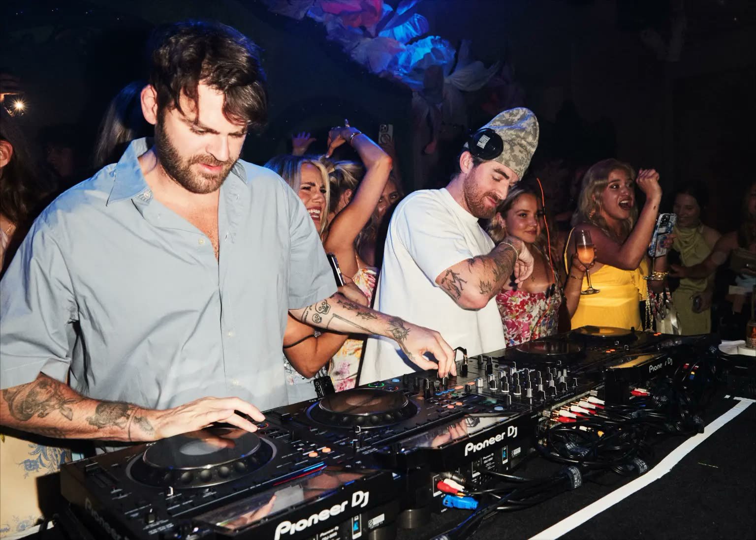 The Chainsmokers DJing a surprise set for Marcella Raneri and Daniel Nutkis's engagement party guests